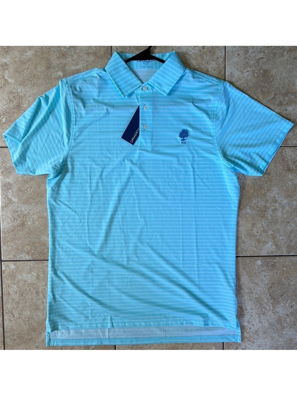 Small - Men - B. Draddy Sport Light Blue Striped Polo (NWT)